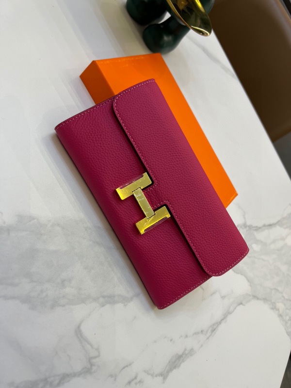 Hermès Constance Long Wallet gold buckle calfskin wallet