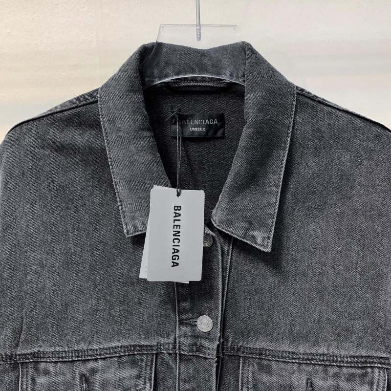 Balenciaga loose lettered rhinestone denim jacket
