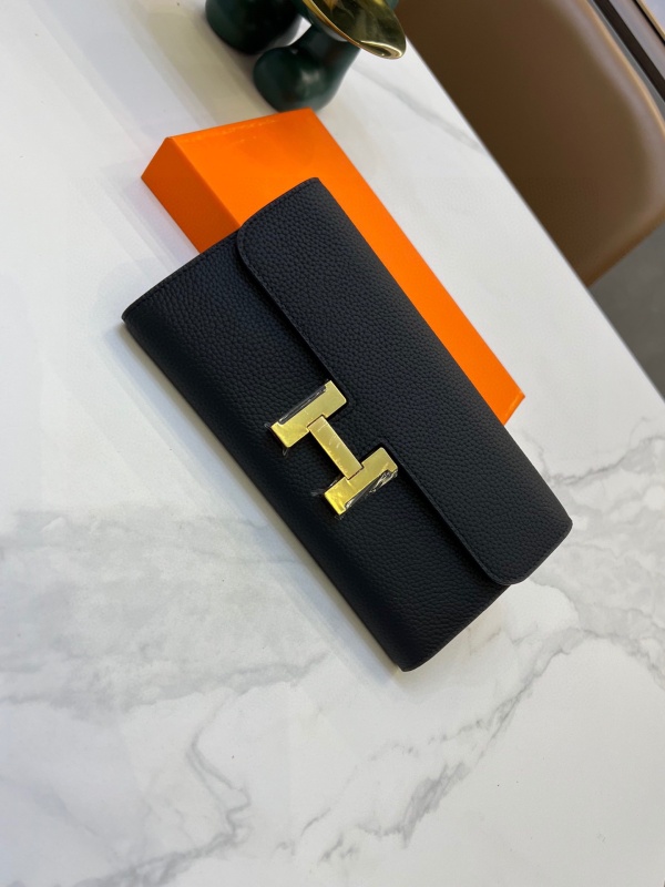 Hermès Constance Long Wallet gold buckle calfskin wallet