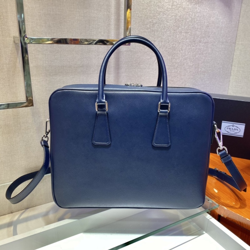 PARDA Saffiano leather triangle enamel logo briefcase handbag