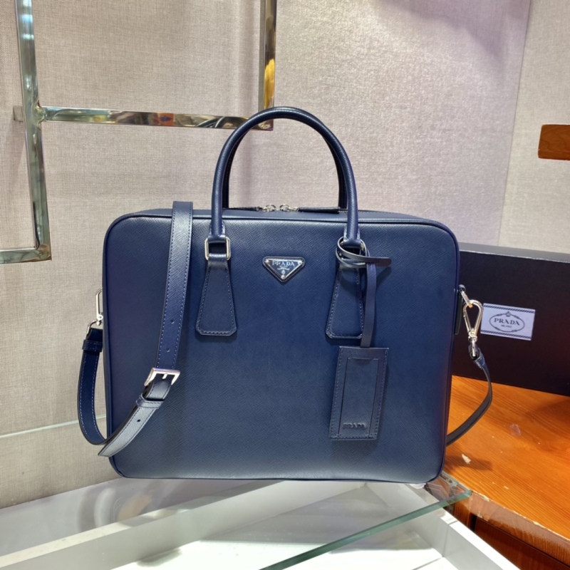PARDA Saffiano leather triangle enamel logo briefcase handbag