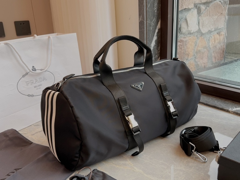 Prada × Adidas joint model metal triangle logo Saffiano leather and nylon crossbody handbag