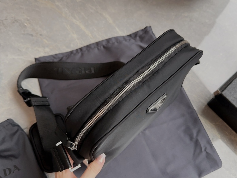 Prada × Adidas joint model triangle logo patchwork leather three-in-one camera bag shoulder crossbody bag