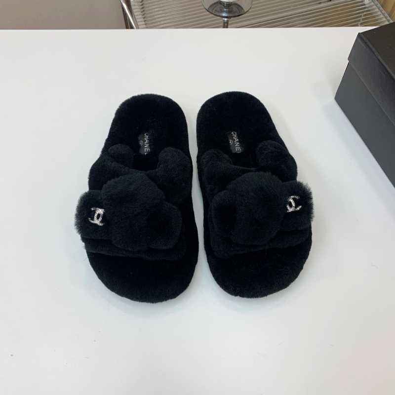 Chanel casual and versatile fashion slippers and fur slippers