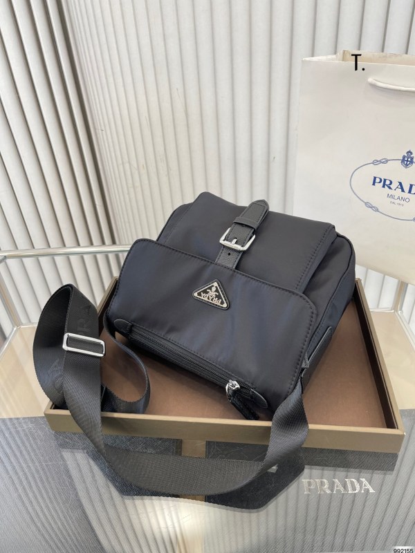 Prada Metal Triangle Logo Messenger Bag Shoulder Crossbody Bag