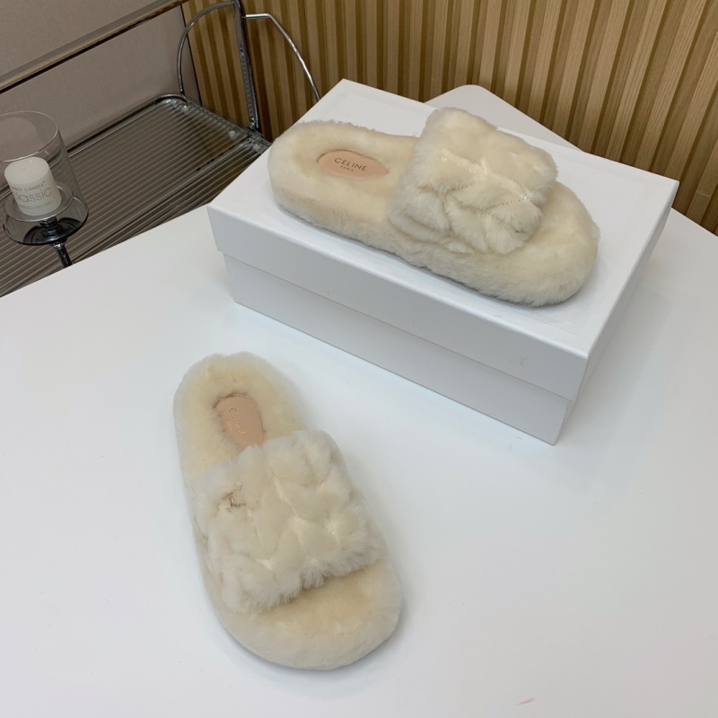 CELINE Casual and Versatile Fashion Sandals and Furry Slippers