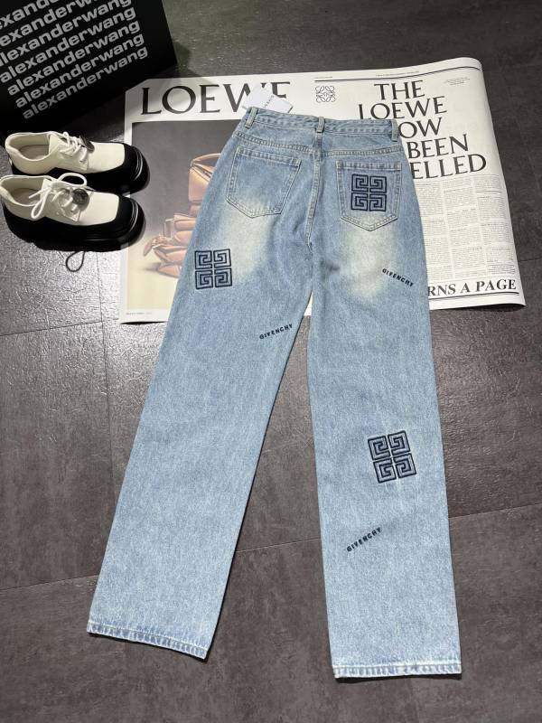 Givenchy logo embroidered loose straight denim trousers