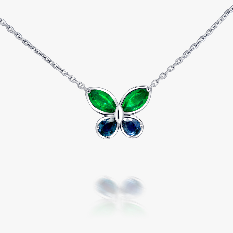 ACCA 18KW Necklace with Emerald and Sapphire