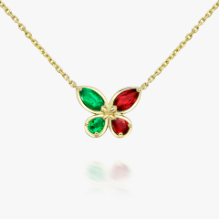 ACCA 18KY Necklace with Emerald and Ruby