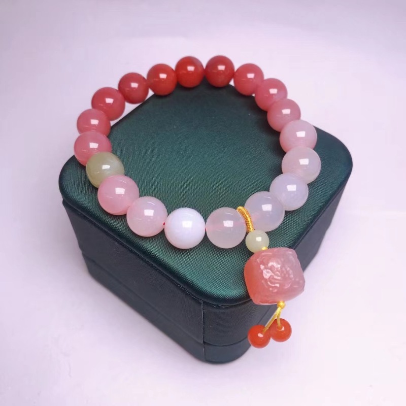 Red Agate Gradient Bracelet: Hetian Jade and Natural Red Agate Gemstone