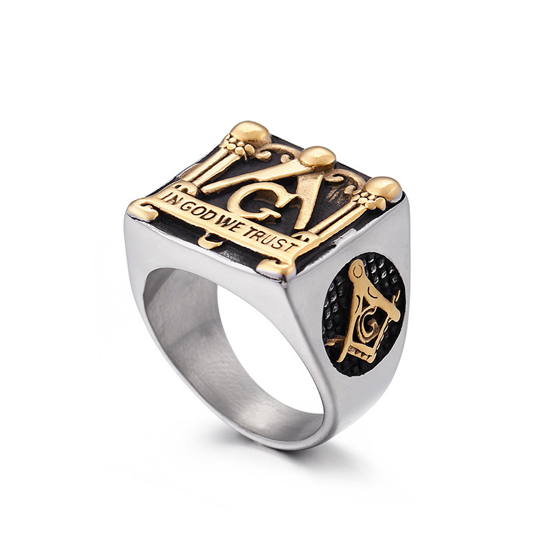 Vintage Masonic Element Gold Cast Ring