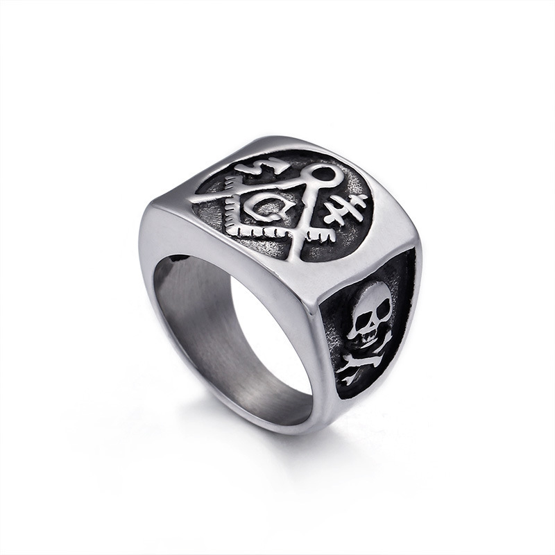 Skull Masonic Titanium Steel Ring