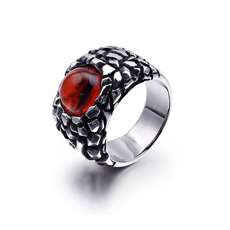 Personalized Punk Devil's Eye Ruby Men's Titanium Steel Ring