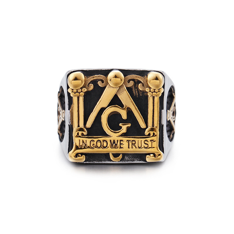 Vintage Masonic Element Gold Cast Ring