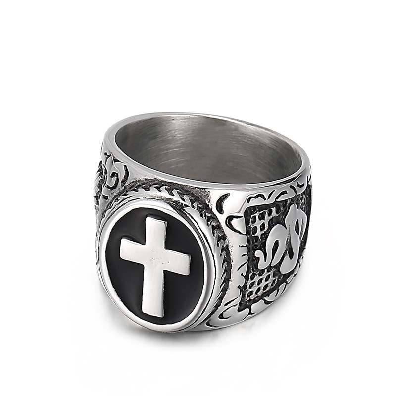 Vintage Cross Punk Titanium Ring