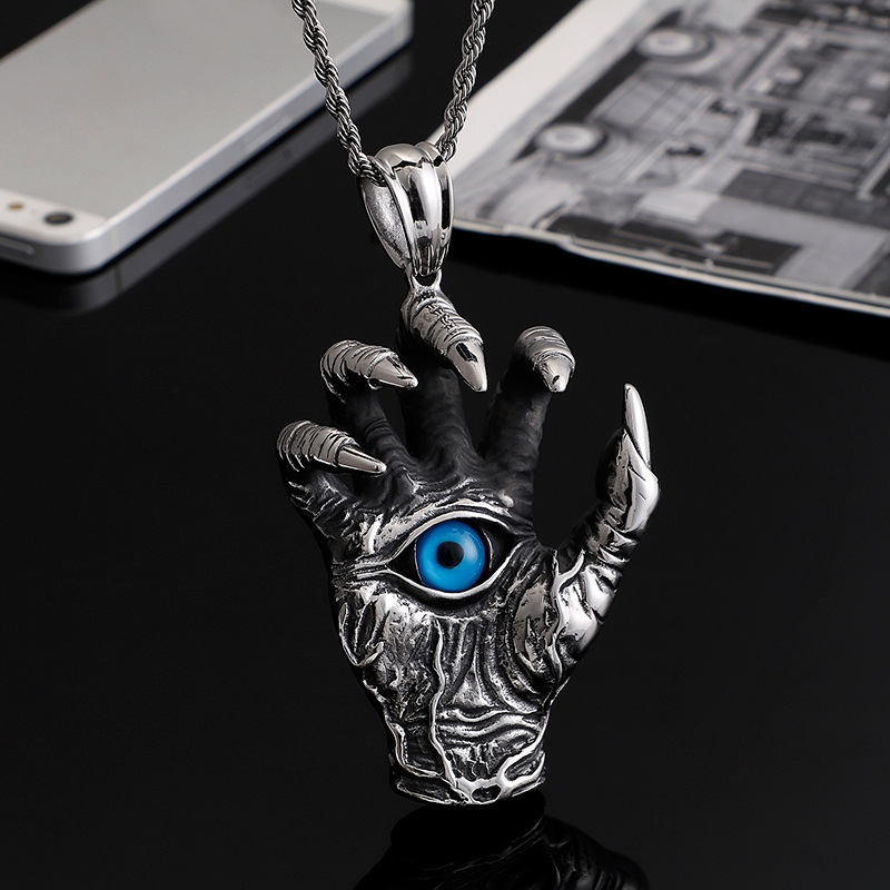 Titanium steel domineering devil's hand pendant