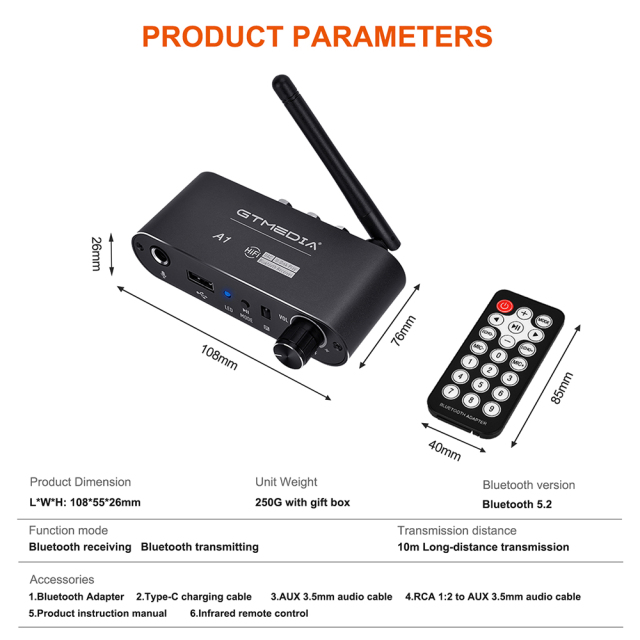 Bluetooth Audio Receiver Converter A1