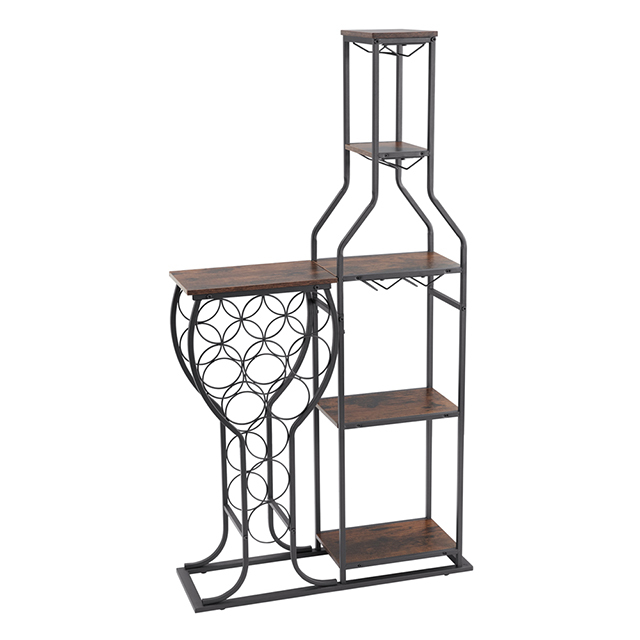 11 Bottle Wine Bakers Rack, 5 Tier Freestanding Wine Rack with Hanging Wine Glass Holder and Storage Shelves, Wine Storage Home Bar for Liquor and Wine Storagefor Kitchen, Dining Room