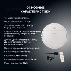 Робот пылесос для дома Enchen Vacuum Cleaner R1 моющий робот пылесос с влажной и сухой уборкой в комплекте с щеткой и тряпкой/ умная бытовая техника с пультом управления/ беспроводной домашний мойщик пола и ковров