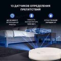 Робот пылесос для дома Enchen Vacuum Cleaner R1 моющий робот пылесос с влажной и сухой уборкой в комплекте с щеткой и тряпкой/ умная бытовая техника с пультом управления/ беспроводной домашний мойщик пола и ковров