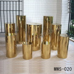 gold and silver mirror cylinder large plinths pedestal home decoration aisle deocration art display stands cake table stand  wedding party event bridal shower decoration