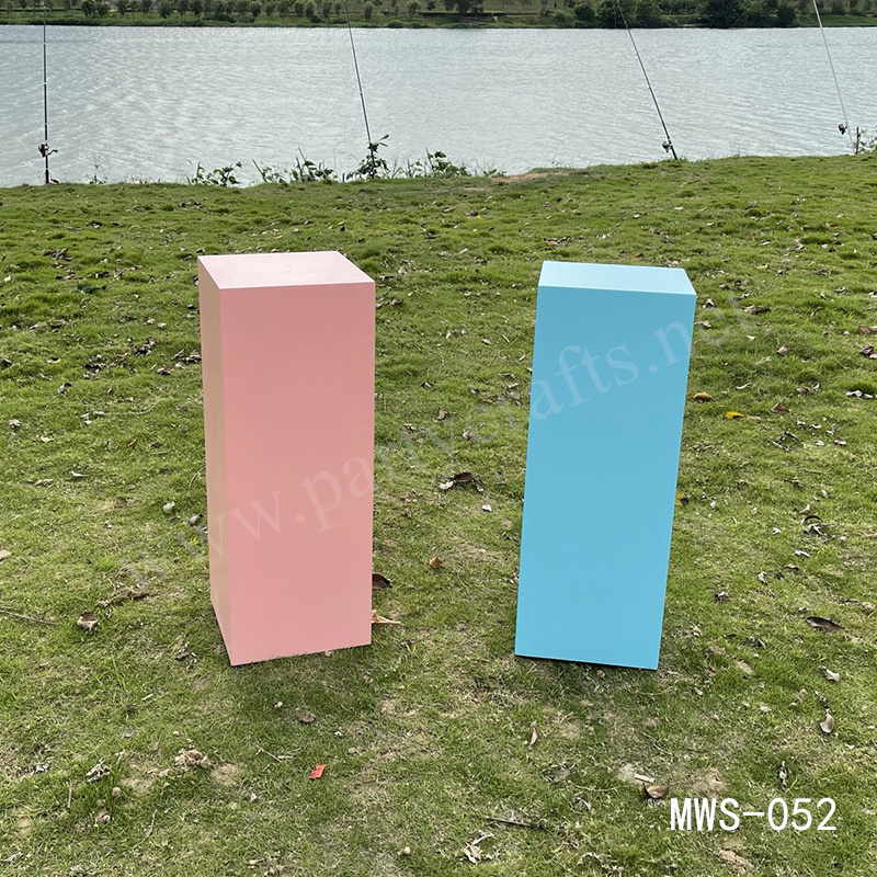 pink and blue square pedestal stand