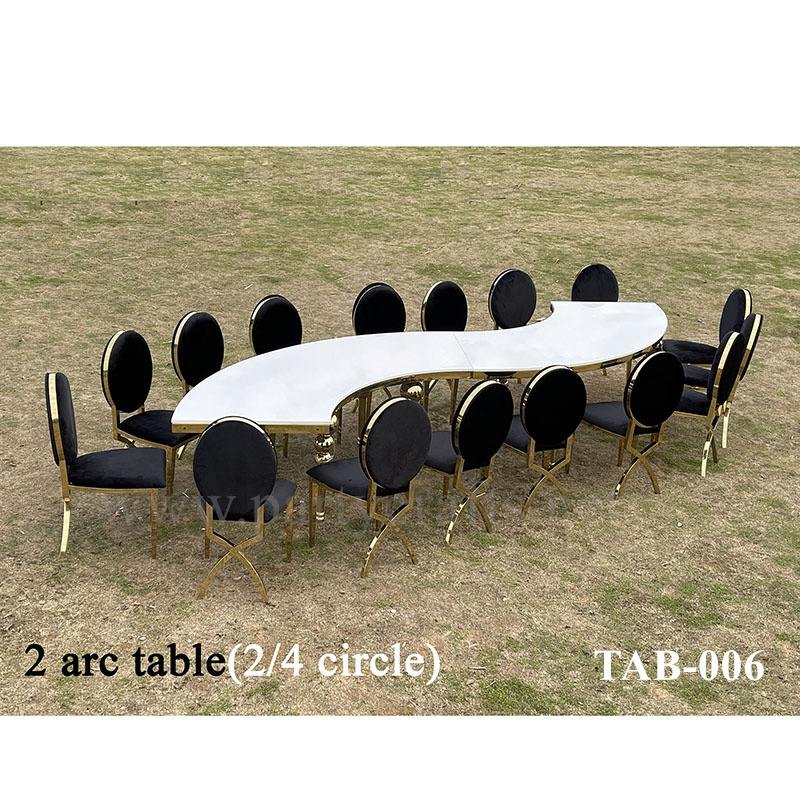 arc stainless steel table golden corner white desktop wedding party event hotel hall decoration (TAB-006)