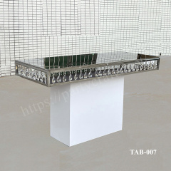 silver rectangle crystal dining table  event table cake table home decoration pedestal table for wedding bride and groom bridal shower party events banquet table birthday cake table rectangular table