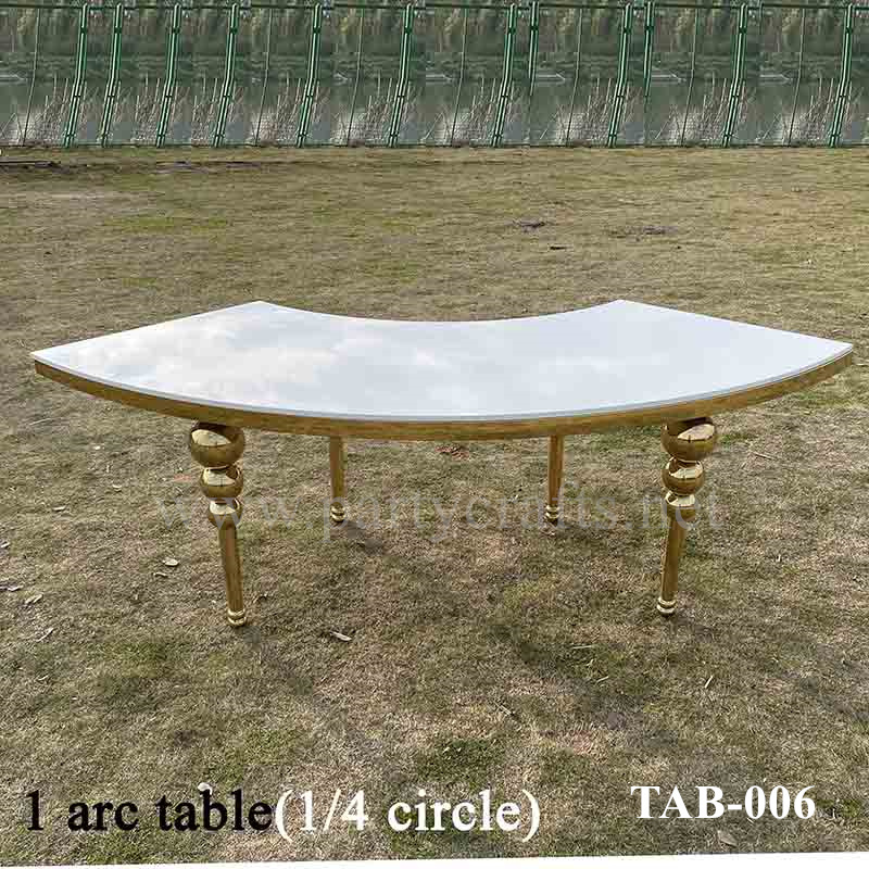 arc stainless steel table golden corner white desktop wedding party event hotel hall decoration (TAB-006)