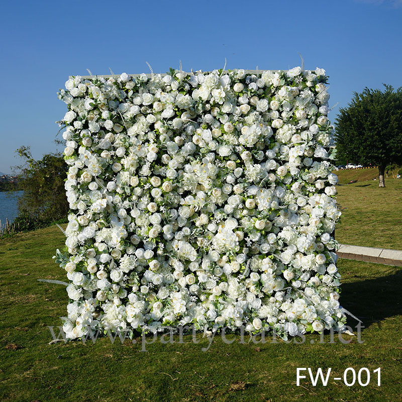white 3D flower wall romantic rose floral wall for party events planning bridal shower couples shower wedding photo backdrops decoration (FW-001)