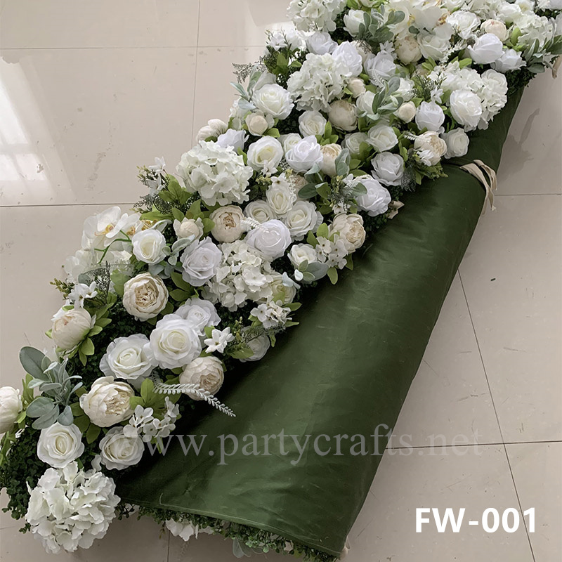 white 3D flower wall romantic rose floral wall for party events planning bridal shower couples shower wedding photo backdrops decoration (FW-001)