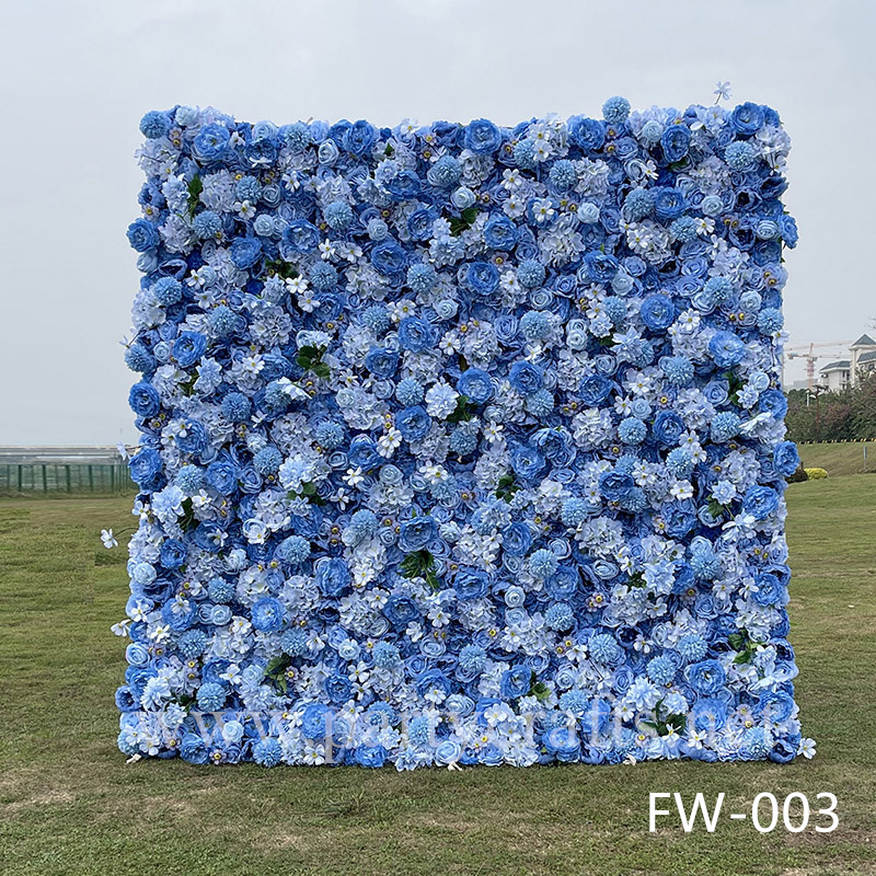 blue 3D flower wall romantic rose floral wall for party events planning bridal shower couples shower wedding photo backdrops decoration (FW-003)
