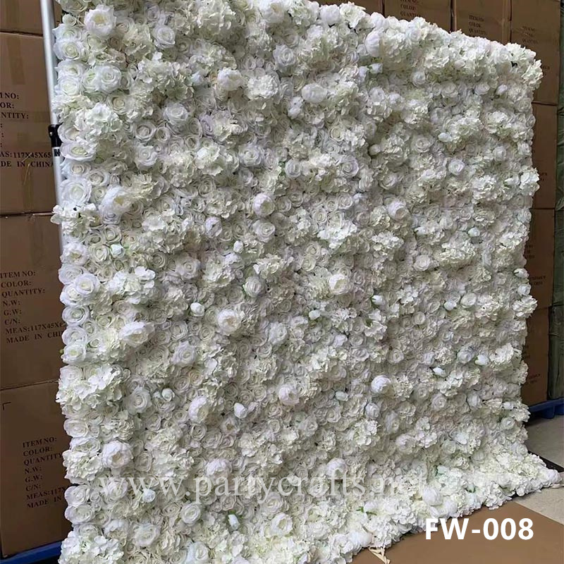 white 3D flower wall romantic rose floral wall for party events planning bridal shower couples shower wedding photo backdrops decoration (FW-008)