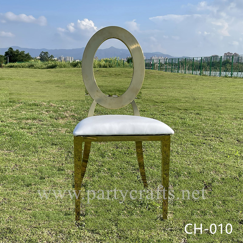 gold Oval  stainless steel wedding chair dinning chiar table chair set event  wedding party event hotel hall decoration (CH-010)