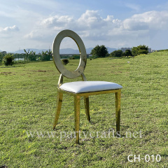 gold Oval stainless steel armless chair with detachable cushion wedding chair back-rest  modern style chair dinning chiar table chair set event  wedding party event hotel hall decoration house hold chair indoor ourdoor chair home decoration