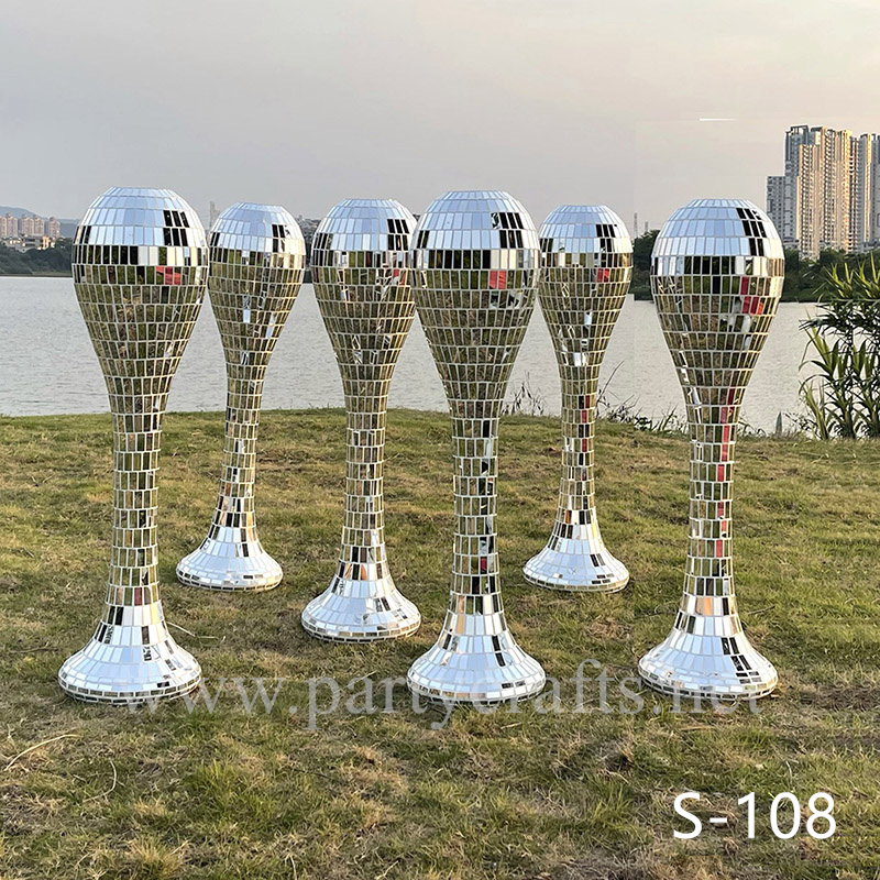 silver mirror fiber glass vase (S-108)