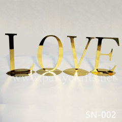 letter Love sign double gold mirror sign table sign for wedding centerpiece decoration party event cake stand top sign decoration bridal shower table top decoration