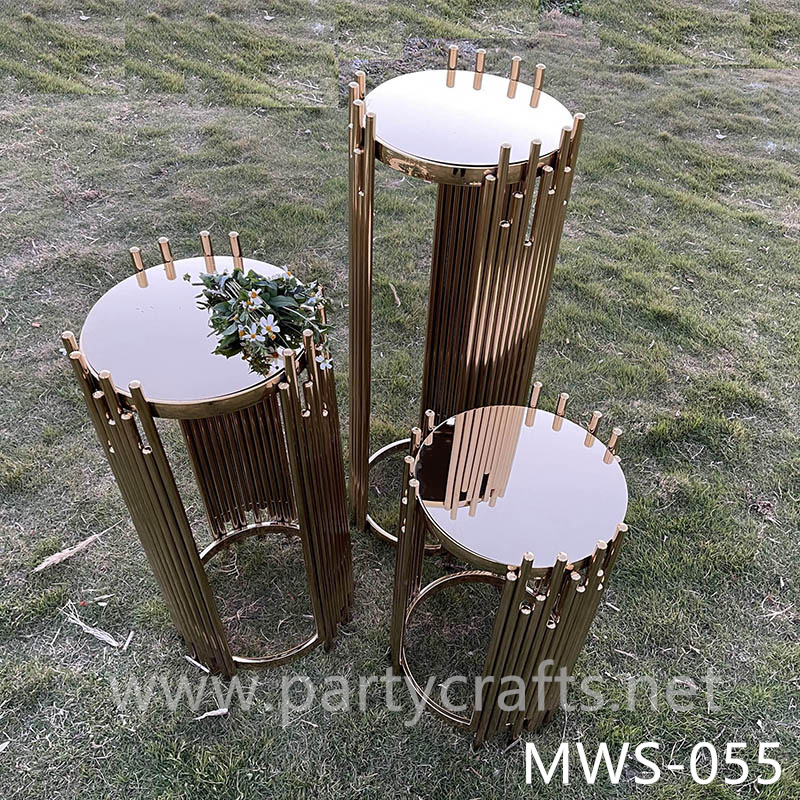 Large size gold pedestal stand gold & white top cake bar table wedding party event bridal shower decoration (MWS-055)