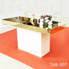 gold  rectangle dining table event table wedding cake table home decoration rectangular pedestal table for wedding bride and groom Wedding table for Couplebridal shower party events banquet table birthday cake table