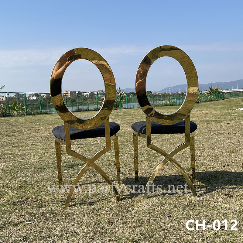 x-o shape gold banquet chair wedding chair dining room chair event party decoration golden chair seat & backpack movable bridal shower (CH-012)