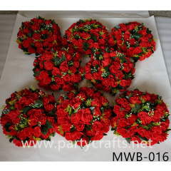 red artificial flower ball garden layout