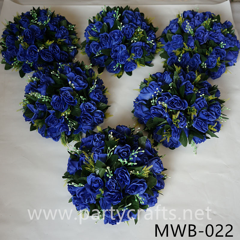 royal blue hemisphere artificial flower ball