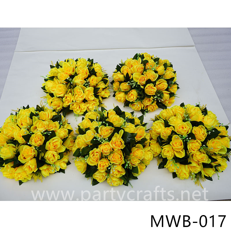 yellow hemisphere artificial flower ball