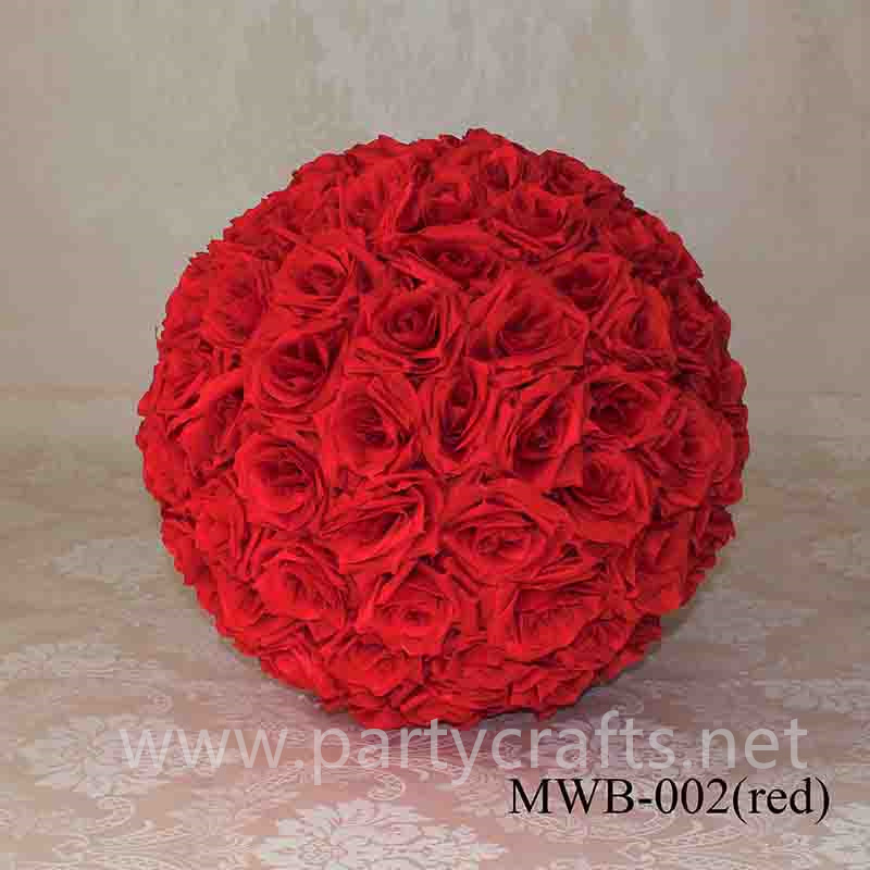 white & red rose artificial flower ball