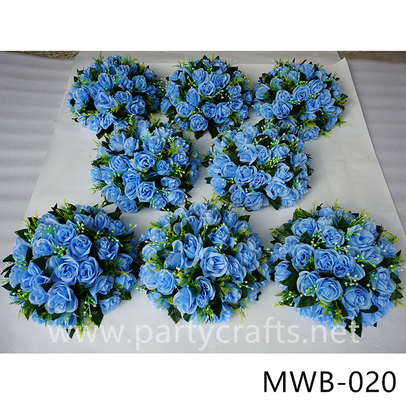 light blue  hemisphere artificial flower ball