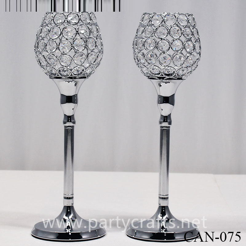 silver crystal  candle holder cup centerpiece cluster candelabra cup wedding party event bridal shower decoration