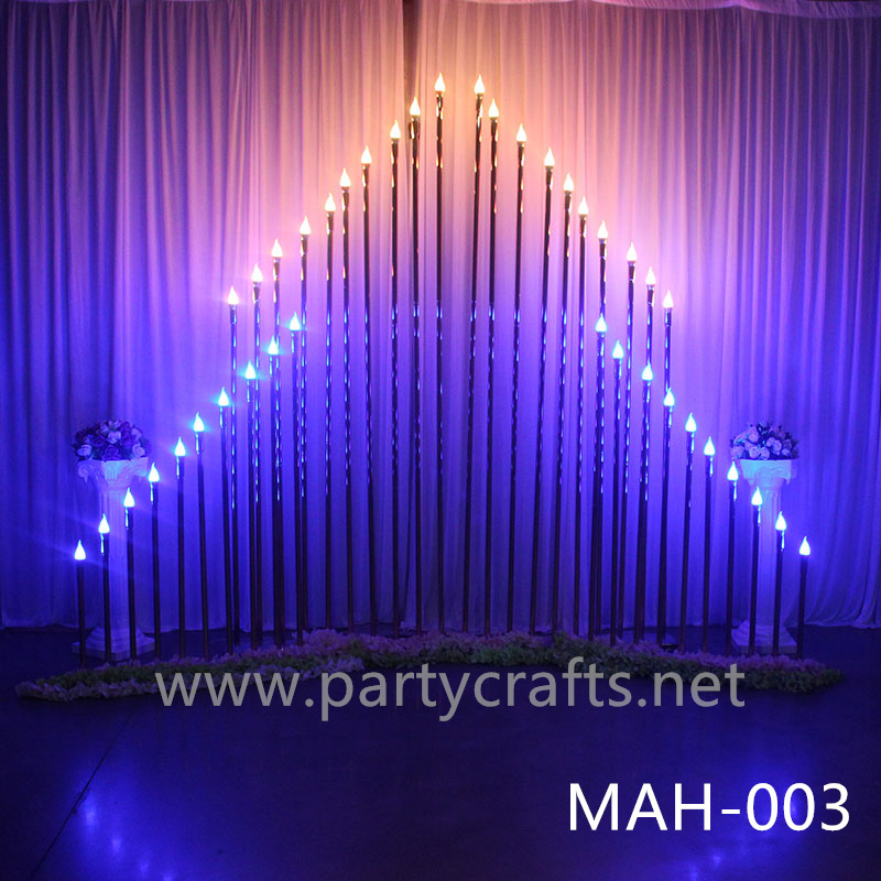 wire golden stage backdrop LED light  wall stainless steel backdrop party event stage decoration baby shower garden layout