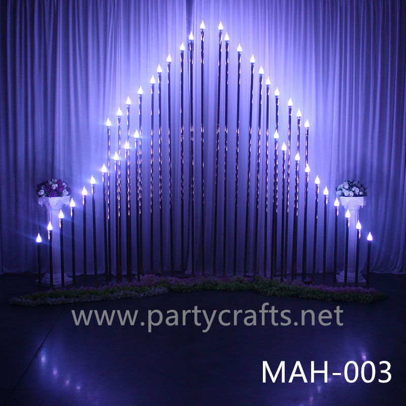 wire golden stage backdrop LED light  wall stainless steel backdrop party event stage decoration baby shower garden layout