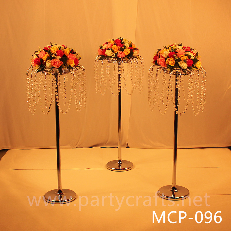 silver  metal flower stand  hanging crystal decoration table centerpiece wedding party event bridal shower home decoration home living decoration aisle decoration