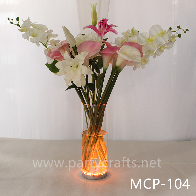 acrylic clear flower vase colorfull light  centerpiece vase wedding aisle party event hotel hall home dinning bridal shower  lobby bar decoration home decoration